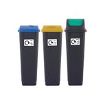 2Work Recycling Bins 90 Litre Assorted Pack of 3 2W10789