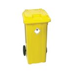 2Work Wheelie Bin Clinical Waste 240 Litre Lockable Yellow 2W10901