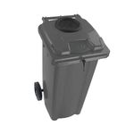 2Work Wheelie Bin 140 Litre with Bottle Bank and Lock Grey 2W10926