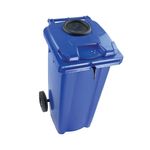 2Work Wheelie Bin 240 Litre with Bottle Bank and Lock Blue 2W10931