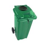 2Work Wheelie Bin 240 Litre with Bottle Bank and Lock Green 2W10932