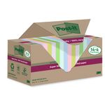 Post-it Super Sticky Recycled 76x76 Cardboard Packaging Assorted (Pack of 18) 654RSSCOL14+4F
