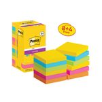 Post-it Super Sticky Notes 76x76mm 90 Sheet Carnival Value Pack 8+4 FOC (Pack of 12) 654-SSCARN-P8+4