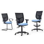 Altino mesh back PCB operator chair with fixed arms - blue