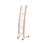 Alba Mobile Narrow Literature Display 5 Compartments A4 Natural Frame White Compartments DD5PMW BC