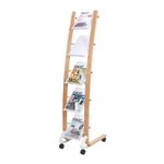 Alba Mobile Narrow Literature Display 5 Compartments A4 Natural Frame White Compartments DD5PMW BC