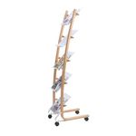 Alba Mobile Narrow Literature Display 5 Compartments A4 Natural Frame White Compartments DD5PMW BC