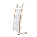 Alba Mobile Wide Literature Display 5x3 Compartments A4 Natural Frame White Compartments DD5GMW BC