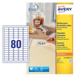 Avery Removable Labels 80 Per Sheet White (Pack of 2000) L4732REV-25