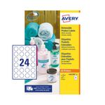 Avery Removable Labels 37mm Diameter 24 Per Sheet White (Pack of 600) L4851REV-25