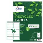 Avery Laser Labels Recycled 14 Per Sheet Wht (Pack of 1400) LR7163-100