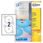 Avery White Full Face CD DVD Laser Label 2 Per Sheet (Pack of 50) L7676-25