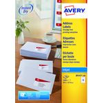 Avery Inkjet Address Labels QuickDRY 99.1x33.9mm 16 Per Sheet White (Pack of 1600) J8162-100