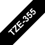 Brother P-Touch TZe Lam Tape Cassette 24mm x 8mm White on Black Tape TZE355