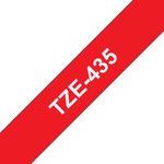 Brother P-Touch TZe Lam Tape Cassette 12mm x 8m White on Red Tape TZE435