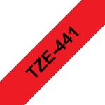 Brother P-Touch TZe Lam Tape Cassette 18mm x 8m Black on Red Tape TZE441