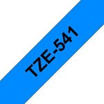 Brother P-Touch TZe Laminated Tape Cassette 18mm x 8m Black on Blue Tape TZE541
