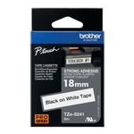 Brother P-Touch TZe Lam Tape Cassette 18mm x 8m Black on White Tape TZES241