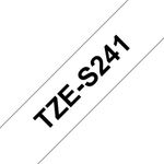 Brother P-Touch TZe Lam Tape Cassette 18mm x 8m Black on White Tape TZES241