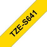 Brother P-Touch TZe Lam Tape Cassette 18mm x 8m Black on Yellow Tape TZES641