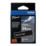Brother P-Touch Stencil Tape Cassette 24mm x 3m Black STE-151