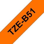 Brother P-Touch TZe Lam Tape Cassette 24mm x 8m Black on Fluorescent Orange Tape TZEB51
