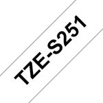 Brother P-Touch TZe Lam Tape Cassette 24mm x 8m Black on White Tape TZE-S251