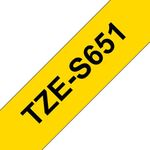 Brother P-Touch TZe Lam Tape Cassette 24mm x 8m Black on Yellow Tape TZES651