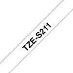 Brother P-Touch TZe Lam Tape Cassette 6mm x 8m Black on White Tape TZES211