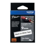 Brother P-Touch TZe Lam Tape Cassette 9mmx8m Black/White Flexible ID Labelling Tape TZEFX221