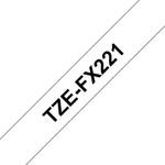 Brother P-Touch TZe Lam Tape Cassette 9mmx8m Black/White Flexible ID Labelling Tape TZEFX221