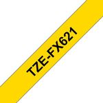 Brother P-Touch TZe Lam Tape Cassette 9mm x 8m Black on Yellow Flexible ID Tape TZEFX621