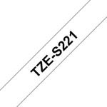 Brother P-Touch TZe Lam Tape Cassette 9mm x 8m Black on White Tape TZES221