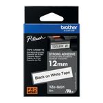 Brother P-Touch TZe Lam Tape Cassette 12mm x 8m Black on White Tape TZES231