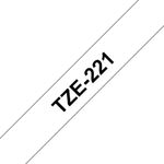 Brother P-Touch TZe Lam Tape Cassette 9mm x 8m Black on White Tape TZE221
