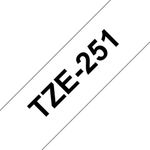 Brother P-Touch TZe Lam Tape Cassette 24mm x 8m Black on White Tape TZE251