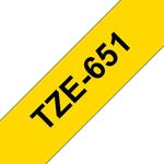 Brother P-Touch TZe Lam Tape Cassette 24mm x 8m Black on Yellow Tape TZE651