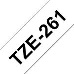 Brother P-Touch TZe Lam Tape Cassette 36mm x 8m Black on White Tape TZE261