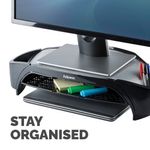 Fellowes Smart Suites Height Adjustable Monitor Riser Black/Silver 8020801