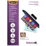 Fellowes Enhance80 Self Adhesive Laminating Pouch A4 160 Micron Total Gloss (Pack of 100) 53022