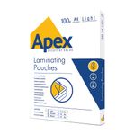 Fellowes Apex A4 Light Duty Laminating Pouches Clear (Pack of 100) 6003201