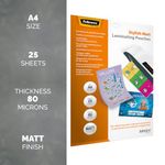 Fellowes Admire Laminating Pouch A4 160 Micron Total Thickness Matte (Pack of 25) 5602101
