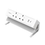 Fellowes Power Desk 2 Type G UK/IE 2 Sockets 1 USB-A + 1 USB-C Port White 100137181