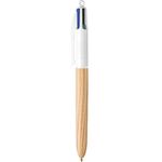 Bic 4 Colour Ballpoint Pen Wood Effect Barrel Pack of 12 3086123704213