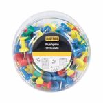Bi-Office Push Pins Assorted Colours (Pack of 200) PI0324