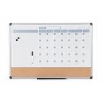 Bi-Office Maya 3-In-1 Magnetic Month Planner Lacquered Steel/Cork 90x60cm MB0707186P