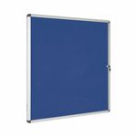 Bi-Office Enclore Display Case Blue Felt Acrylic Aluminium Frame 12xA4 VT660107150