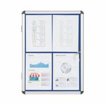 Bi-Office Enclore Display Case Blue Felt Acrylic Aluminium Frame 4xA4 VT610107150
