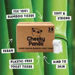 Cheeky Panda Professional 3-Ply Bamboo Toilet Tissue Rolls Quilted 160 Sheet (Pack of 36) LQTOILT36