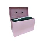 Cathedral File Box with 5 Suspension Files Foolscap Pastel Pink FPHOPP